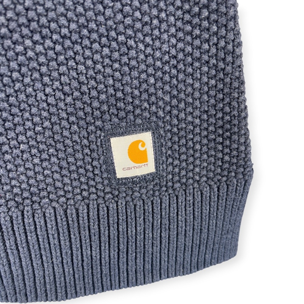 Carhartt Womens L 12 14 Navy Knit Pullover Sweater Elbow Patch Workwear Rugged - Picture 6 of 13